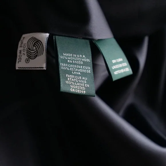 1990s Lauren Ralph Lauren gold bouillon crest navy wool twill blazer - Picture 7 of 9